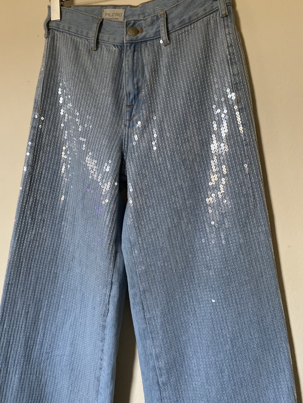 PILCRO By Anthropologie | Sequin High-Rise Wide Leg Jeans - Picture 6 of 16